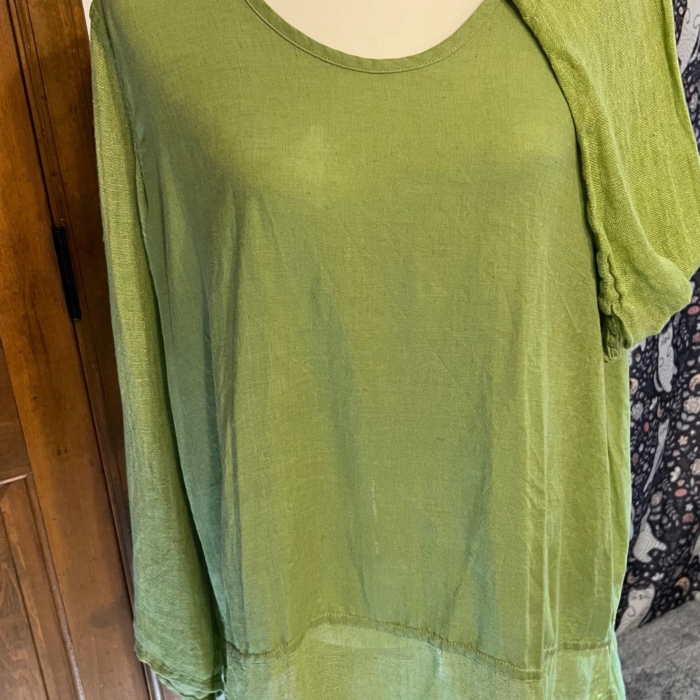 Flax linen green top Size Medium